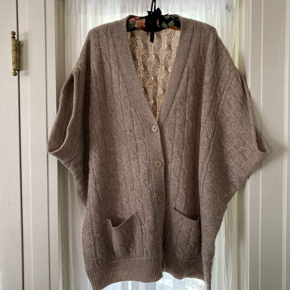 BCBG Maxazria Oatmeal Wool Blend Over-sized Sweater Vest